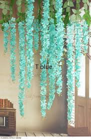 12 Pcs Length 60 90 120cm Silk Wisteria Vine Garland Hanging Flowers For Outdoor Wedding Ceremony Arch Floral Decoration Wall Hanging Basket Outdoor Wedding Ceremony Arch Hanging Flowers