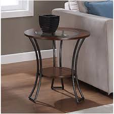 The circular tabletops are made from smoked glass that help to add to the open silhouette. Carlisle Walnut Charcoal Grey Round End Table Living Room Furniture Tables Coffee Table Glass Top Glass End Table Buy Online In Maldives At Maldives Desertcart Com Productid 37799267