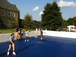 It's not difficult or expensive to make a skate floor at home, great to have a space to practice no matter what the weather may be :)links below to products. Roller Rink Rental All Year Sports Galaxy