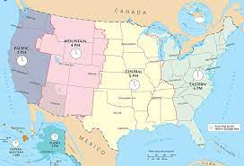 United States Map Time Zone Map Standard Time Zones Time Zones