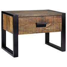 atelier industrial chic wood nightstand with metal legs table de chevet bois table de chevet metal table de chevet