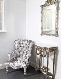 Ornate Small Silver Bronze Console Table Over Mirror Vintage Vibe Crushed Velvet Living Room Bedroom Ideas For Small Rooms Women Velvet Living Room
