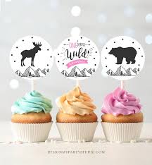 Follow our journey from nc to nh to ak with 2 kids, a dog and a. Wild Adventure Cupcake Toppers Favor Tags Birthday Party Decoration Lumberjack Outdoor Woodland Bear Pink Girl Moose Decor Printable 0083 By Design My Party Studio Catch My Party