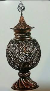 Bakir Ajurlu Top Mumluk Turkish Lights Decorative Jars Copper Brass