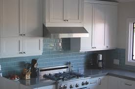 Decoration Blue Marine Subway Tile Backsplash In Modern Kitchen With Metal Chimney Blue Backsplash Kitchen Kitchen Design Small Glass Tile Backsplash Kitchen
