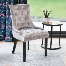 With a wide variety of velvet & upholstered dining chairs available in various styles and colours, you are sure to find the right option for your home. 6 X Luxury Silver Velvet Scoop Back Dining Chair Black Satin Legs The Furniture Market