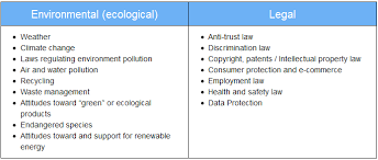 Example Of Environmental And Legal Factors Pestel Matrix Consumer Protection Health And Safety Intellectual Property Law