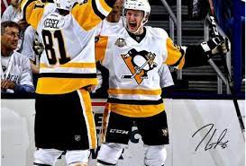 Jake Guentzel Pittsburgh Penguins Autographed 16 X 20 Game Three Hat Trick Celebration Photograp Jake Guentzel Pittsburgh Penguins Pittsburgh Penguins Hockey