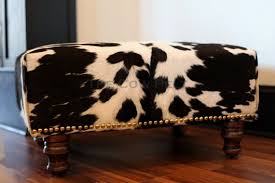 Black And White Cowhide Ottoman Sale Vintage Black And White Cowhide Cow Hide Leather Ottoman Footstool Foot Stool Furniture Accented Cowhide Ottoman Black And White Decor Upholstery Tacks