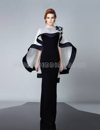 Find A Modest Black Evening Dresses With White Cape Dress Elegant Evening Party Dress Long Straight Flowers Evening Gowns Fashion Evening Gowns Fashion Dresses