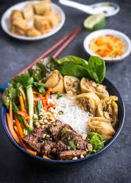 Vietnamese Noodle Bowls Bun Thit Nuong Cha Gio Recipe Vermicelli Recipes Vietnamese Noodles Food