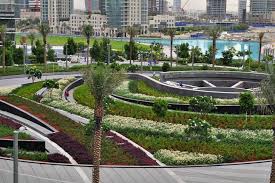 The Burj Khalifa Tower Park Is A Sustainable Urban Green Space At The Base Of The World 39 S Tallest Buildi Landscape Design Landscape Garden Landscape Design