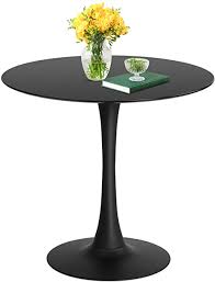 Person checking beige wooden table, case box made of plywood. Amazon Com Tomile 32 Tulip Style Dining Table Plywood Round Kithen Dining Table Mid Century Modern Round Top Coffee Table With Metal Pedestal Base Tulip Black Table Tables