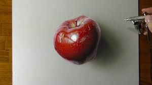 Disegno Di Una Mela Rossa Come Disegnare Con Effetto 3d Apple Painting Apple Hyperrealistic Art