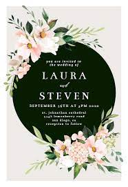 Pink Botanical Wreath Wedding Invitation Template Free Greetings Island Wedding Invitation Templates Wreath Wedding Invitations Feather Wedding Invitation