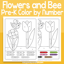 Color by number flowers easy. Flowers And Bee Preschool Color By Number Easy Peasy And Fun Membership