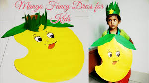 How To Make Mango Dress For Kids Fruit Fancy Dress Competition Paper Fruit Costume For Fancy Dress