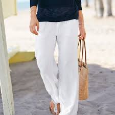 Nwt White Linen Pants Drawstring Tie 100 Linen M Boutique