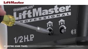 Liftmaster garage door openers are safe, strong and smart. How To Adjust Travel Limits On A Liftmaster Garage Door Opener With Manual Adjustment Controls Youtube