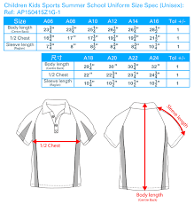 Kindergarten Uniform Size Chart