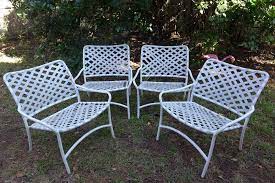 Set Of 4 Vintage Tropitone Grey Vinyl Strap Lounge Chairs Brown Jordan Furniture Pool Patio Furniture Brown Jordan Patio Furniture Pool Lounge Chairs