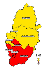 These are the areas in tier two and three from. Map Shows Nottinghamshire S New Tier 3 And Tier 2 Divide Nottinghamshire Live