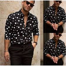Men dry color ribbed tank top. Shop Fashion Men S Black Long Sleeve Shirts Casual Button Down Shirts Tops Polka Dot Printed Handsome Blouse New Online From Best Tops Tees On Jd Com Global Site Joybuy Com