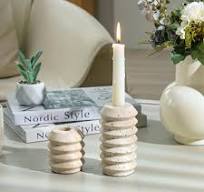 WORHE Lot de 2 bougeoirs en véritable travertin naturel de 1 cm  d'épaisseur, lot de 2 bougeoirs en marbre de qualité supérieure pour  mariage, salle à ...