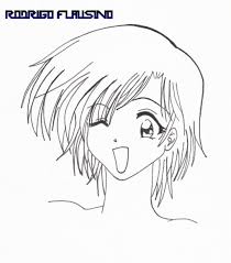 Desenho De Rosto Feminino Em Estilo Manga Com Canetinha Desenhos Para Desenhar Medo e ansiedade, rosto feminino expressando fortes emoções negativas. desenho de rosto feminino em estilo