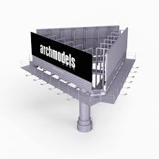 Three Sided Billboard 3d Model Billboard Sign Board Design Billboard Design