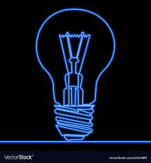 Single Continuous Line Blue Light Neon Lamp Vector Image
