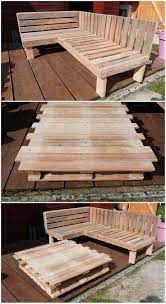 This Is Simply So Creative Designed Wood Pallet L Shaped Couch Design And Table That Is Interestingl Pallet Furniture Wooden Pallet Furniture Outdoor Couch Diy