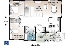 2 bedroom cottage plans for elderly. Wheelchair Accessible Small House Plans Drummond House Plans