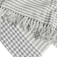 Prince Of Wales Throw White Grey Hand Knotted Cashmere