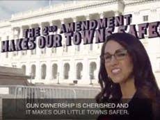 Boebert has a lot of class. Lauren Boebert Uses Pile Of Guns As Zoom Background In Congressional Meeting The Independent