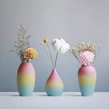Modern Colorful Ceramic Flower Vase With Rainbow Print For Home Decoration Vintage Home Decor Ideas Ideas H Home Decor Vases Ceramic Flowers Colorful Ceramics