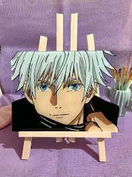 Satoru Gojo Anime Glass Painting With Easel Jujutsu Kaisen Tiktok In 2021 Anime Canvas Art Anime Glass Painting Anime Glass