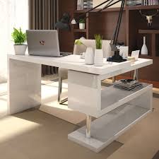 The primary highlight of this computer desk is the height adjustable desktop that goes from a low 27.9″ to a high of 42.5″. White High Gloss Rotating Office Desk Furniturebox