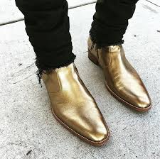 Black And Gold Boots Mens Gold Yves Saint Laurent Boots Black Ripped Ysl Jeans Zapatos Hombre Botas Zapatos Hombre Zapatos Dorados