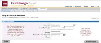 There is a fee charged for a stop payment, and that fee varies by the financial institution. Bb T Cashmanager Online Services