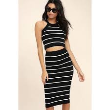 Black And White Striped Pencil Skirt Outfit Adaptable Black And White Striped Pencil Skirt 39 Liked On Polyvore Featuring Skirts Bla White Striped Crop Top Striped Skirt Outfit Pencil Skirt Outfits