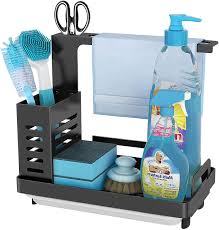 The caddy is a versatile item and can be used as a sponge holder, a dish brush holder or a dish soap holder. Buy Mko Kitchen Sink Caddy Organizer Sponge Holder For Sink Stainless Steel Soap Brush Dishcloth Holder With Drain Pan Freestanding Or Wall Mounted Black Hellip Online In Turkey B08drgcwx9