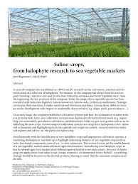 Agretto agricultural & industrial machineries co. 102170797 Saline Crops From Halophyte Research To Sea Vegetable Markets Pdf Agriculture Vegetables