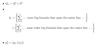 Aligning A Multiline Formula With The Bullet Of Itemize Tex Latex Stack Exchange