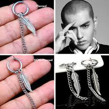 Free shipping and 30 day returns! Silver Men Women Dangle Feather Ear Studs Hoop Jewelry Earring Ear Hook Punk 1x Ebay
