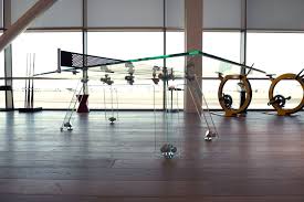 Contemporary Glass Ping Pong Table Luxury Game Room Transparent Design Contemporary Glass Transparent Design Ping Pong Table