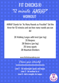 If you want to pause the timer, no problem, just press the pause button and if you want to continue, press the resume button. Fit Chicks Friday 12 Minute Amrap Fit Chicks Academy