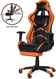 New Best Choice Products Ergonomic Swivel Reclining Office Racing Gaming Chair W Footrest Lumbar Support Orange In 2020 Orange Furniture Gaming Chair Lumbar Support