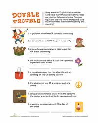 Double Trouble Worksheet Education Com Multiple Meaning Words Worksheet Education Com Sensory Words