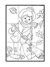 Herfstpuzzel Kleuren Knippen En Opplakken Autumn Puzzle Coloring Pages Fall Arts And Crafts